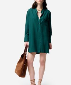 Vanessabruno Femme Men's Robe Chemise Dao | Vert Paon