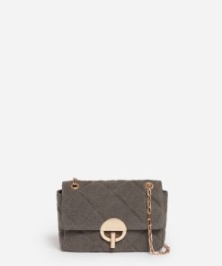 Vanessabruno Femme Moyen Sac Moon En Lin | Granit