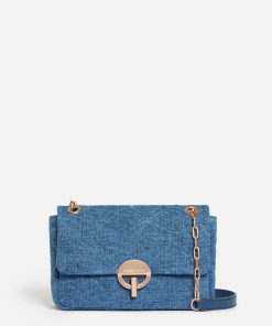 Vanessabruno Femme Grand Sac Moon En Lin | Indigo