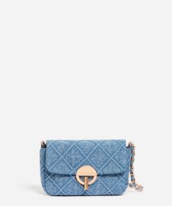 Vanessabruno Femme Moyen Sac Moon En Denim | Bleu Ciel
