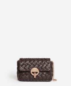 Vanessabruno Femme Moyen Sac Moon En Cuir Tressé | Chocolat