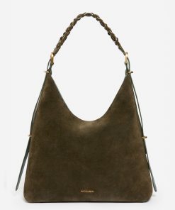 Vanessabruno Femme Grand Sac Hobo Jess En Cuir Velours | Kaki