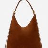 Vanessabruno Femme Grand Sac Hobo Jess En Cuir Velours | Cognac