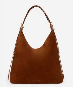 Vanessabruno Femme Grand Sac Hobo Jess En Cuir Velours | Cognac