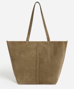 Vanessabruno Femme Sacs Grand Cabas Daily En Cuir Velours | Olive Foncé