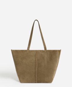 Vanessabruno Femme Sacs Petit Cabas Daily En Cuir Velours | Olive Foncé