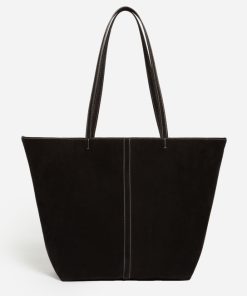 Vanessabruno Femme Sacs Grand Cabas Daily En Cuir Velours | Noir