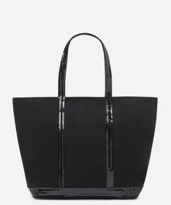 Vanessabruno Femme Sacs Cabas L Zippé En Toile | Noir