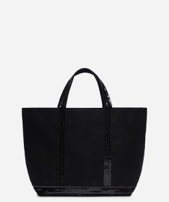 Vanessabruno Femme Sacs Cabas M En Toile | Noir
