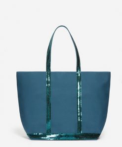 Vanessabruno Femme Sacs Cabas L Zippé En Toile | Vert Paon