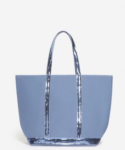 Vanessabruno Femme Sacs Cabas L Zippé En Toile | Bleu Cendre