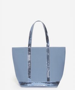 Vanessabruno Femme Sacs Cabas M Zippé En Toile | Bleu Cendre