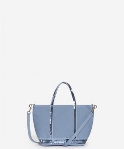 Vanessabruno Femme Sacs Cabas Xs Zippé En Toile | Bleu Cendre