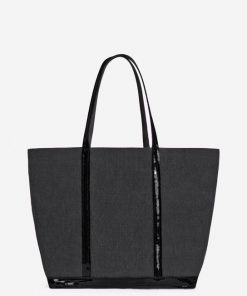 Vanessabruno Femme Sacs Cabas L Zippé En Lin | Noir