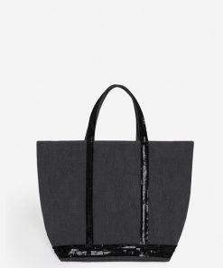 Vanessabruno Femme Sacs Cabas M En Lin | Noir