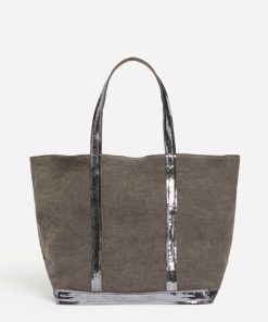 Vanessabruno Femme Sacs Cabas L Zippé En Lin | Granit