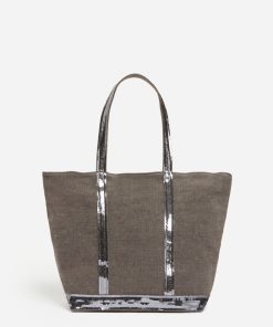 Vanessabruno Femme Sacs Cabas M Zippé En Lin | Granit