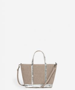 Vanessabruno Femme Sacs Cabas Xs Zippé En Lin | Calcaire