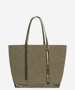 Vanessabruno Femme Sacs Cabas L Zippé En Lin | Kaki