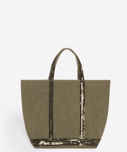 Vanessabruno Femme Sacs Cabas M En Lin | Kaki