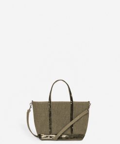 Vanessabruno Femme Sacs Cabas Xs Zippé En Lin | Kaki