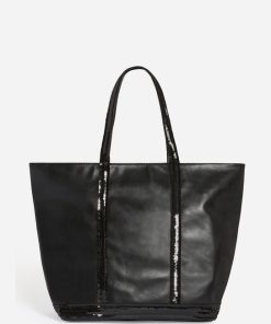 Vanessabruno Femme Sacs Cabas L Zippé En Cuir Lisse | Noir
