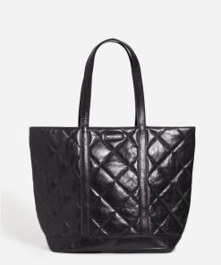 Vanessabruno Femme Sacs Cabas M Zippé En Cuir Matelassé | Noir