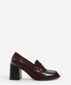 Vanessabruno Femme Chaussures Mocassin À Talon En Cuir Lisse | Chocolat