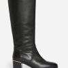 Vanessabruno Femme Chaussures Bottes Cavalière En Cuir Lisse | Noir