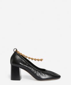 Vanessabruno Femme Chaussures Escarpin Souple En Cuir Avec Chaîne | Noir