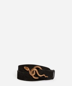 Vanessabruno Femme Accessoires Ceinture Cléo 35mm En Cuir Velours | Noir