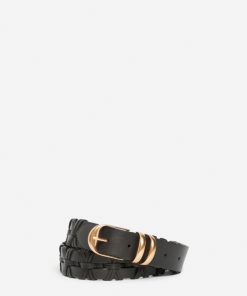 Vanessabruno Femme Accessoires Ceinture En Cuir Tressé | Noir